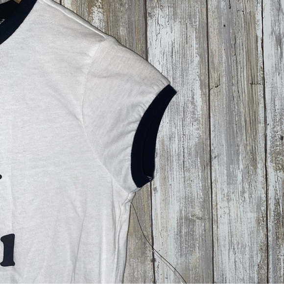 NWT 7 For All Mankind White Graphic Ringer Tee - Picture 3 of 6